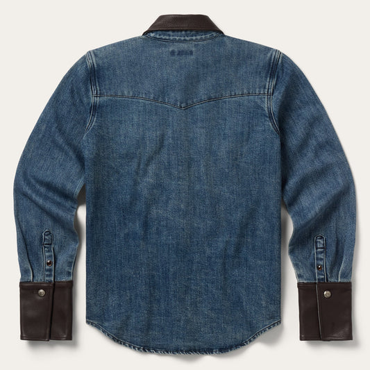 Stetson Denim Shirt W/Leather Collar