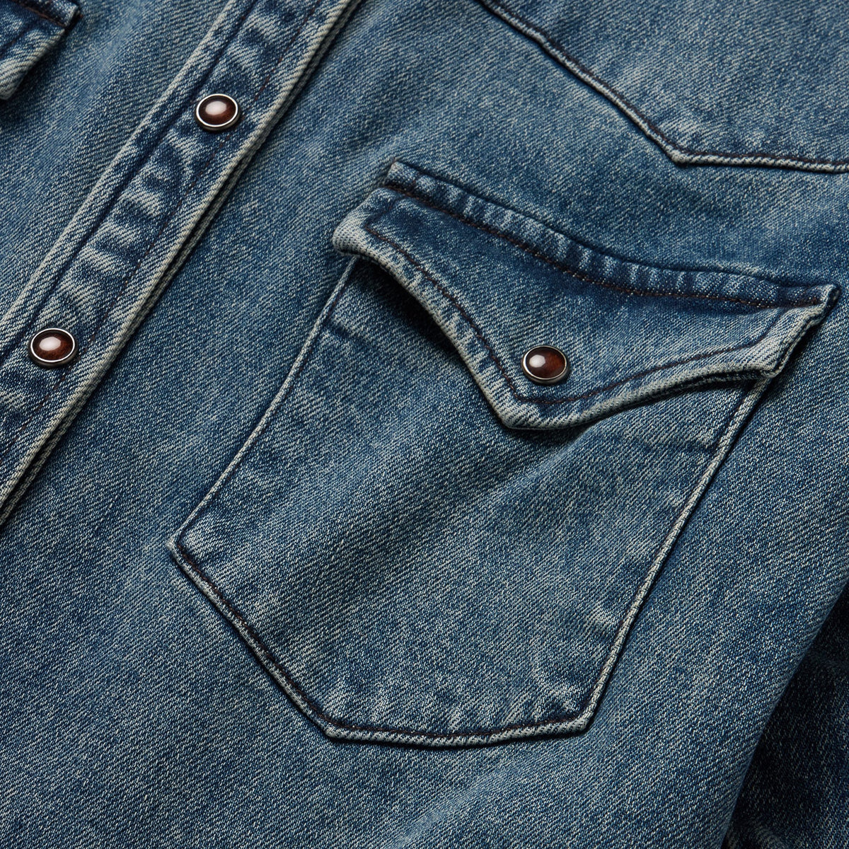 Stetson Denim Shirt W/Leather Collar