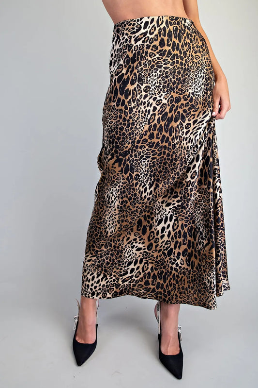 Eesome Satin Leopard Skirt