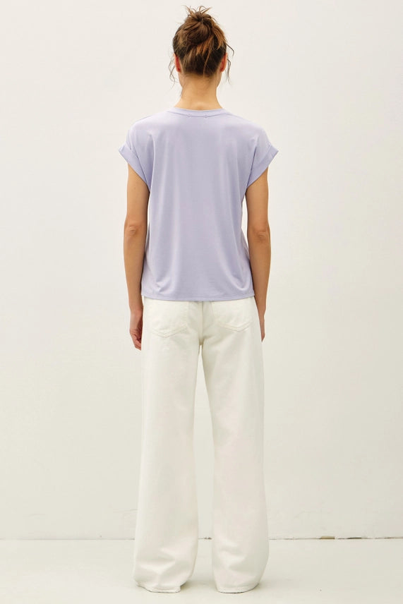 Be Cool Lilac Ultra Soft V-neck Cap Sleeve Top
