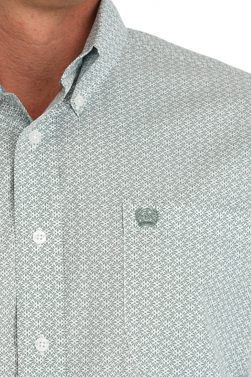 Cinch Men's Lt Green Print SS Shirt