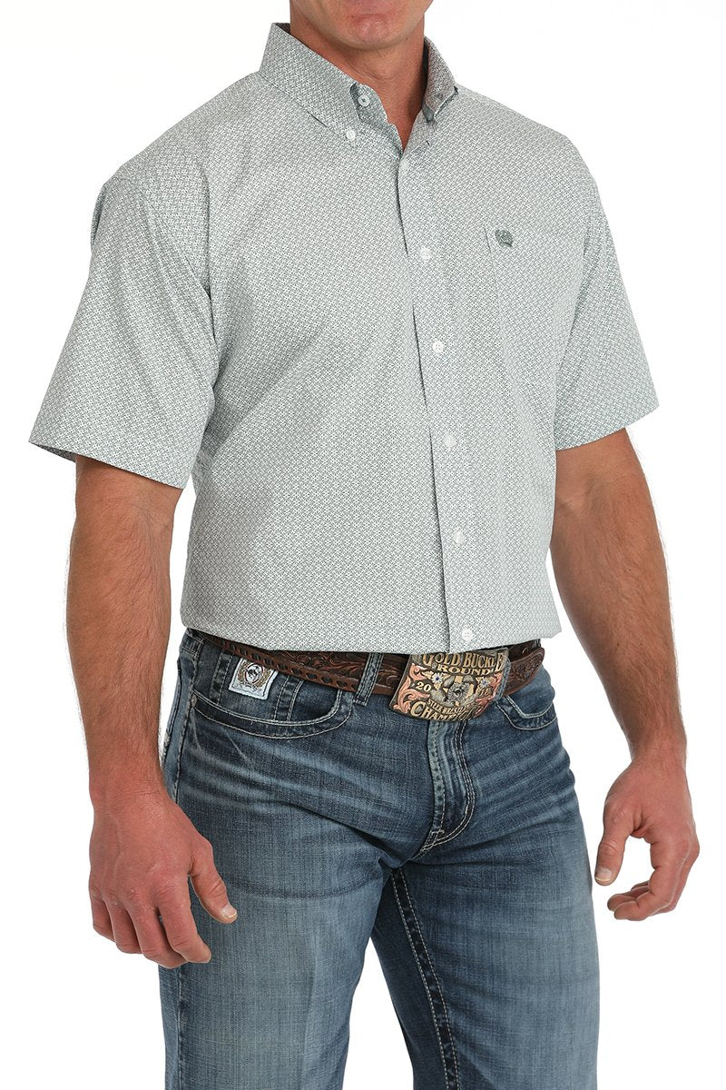 Cinch Men's Lt Green Print SS Shirt