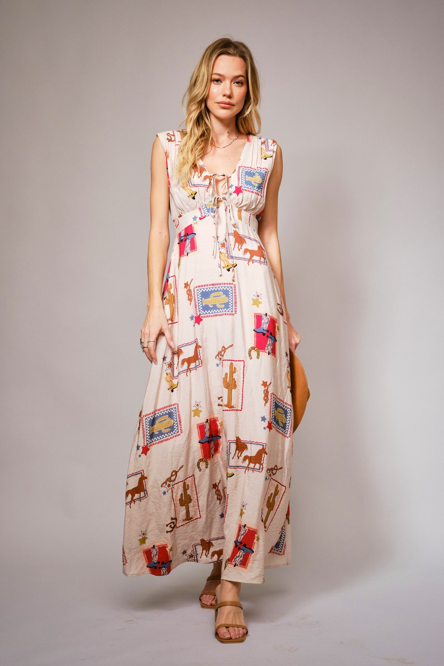 Blue B Western Tie Front Maxi Dress