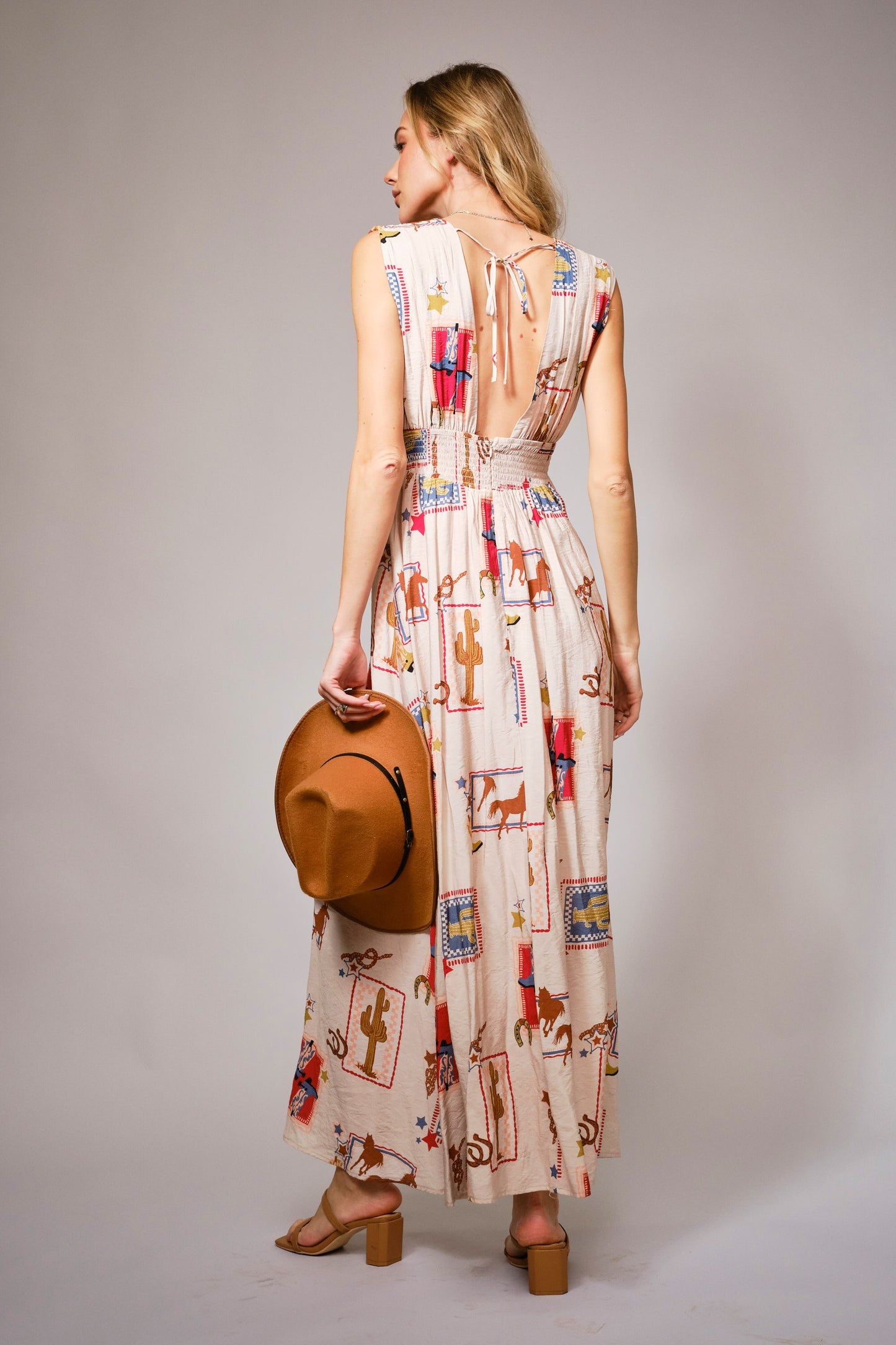 Blue B Western Tie Front Maxi Dress
