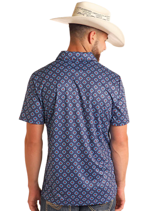 Rock&Roll Navy Aztec Polo