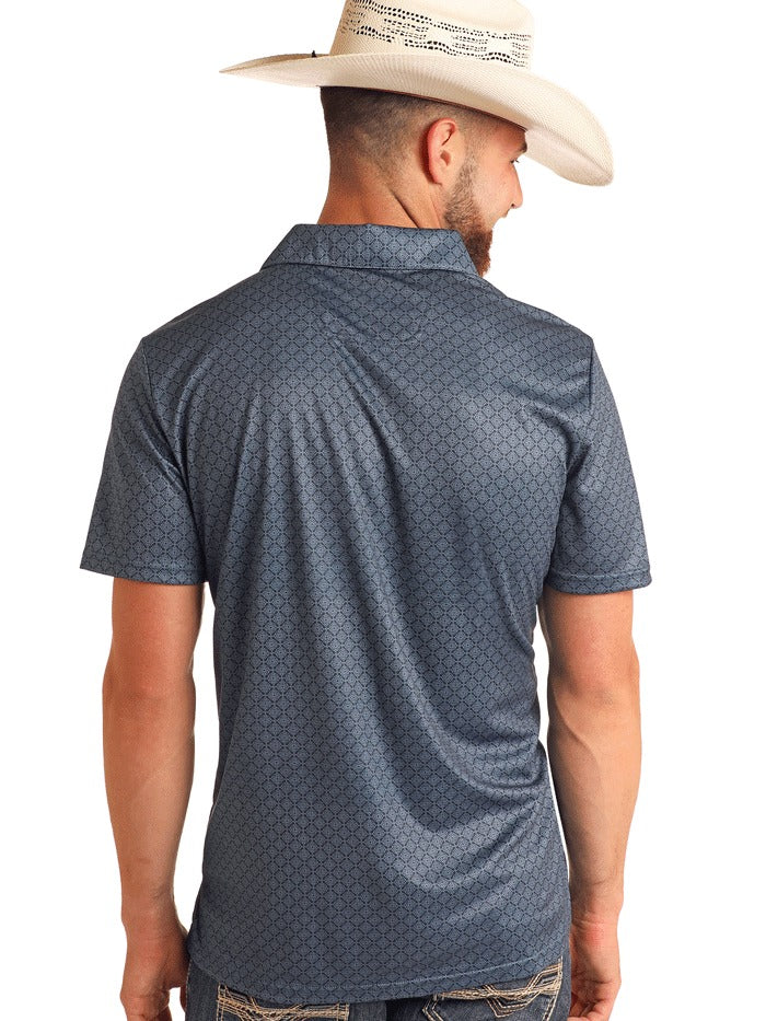 Rock&Roll Navy Geo Print Polo