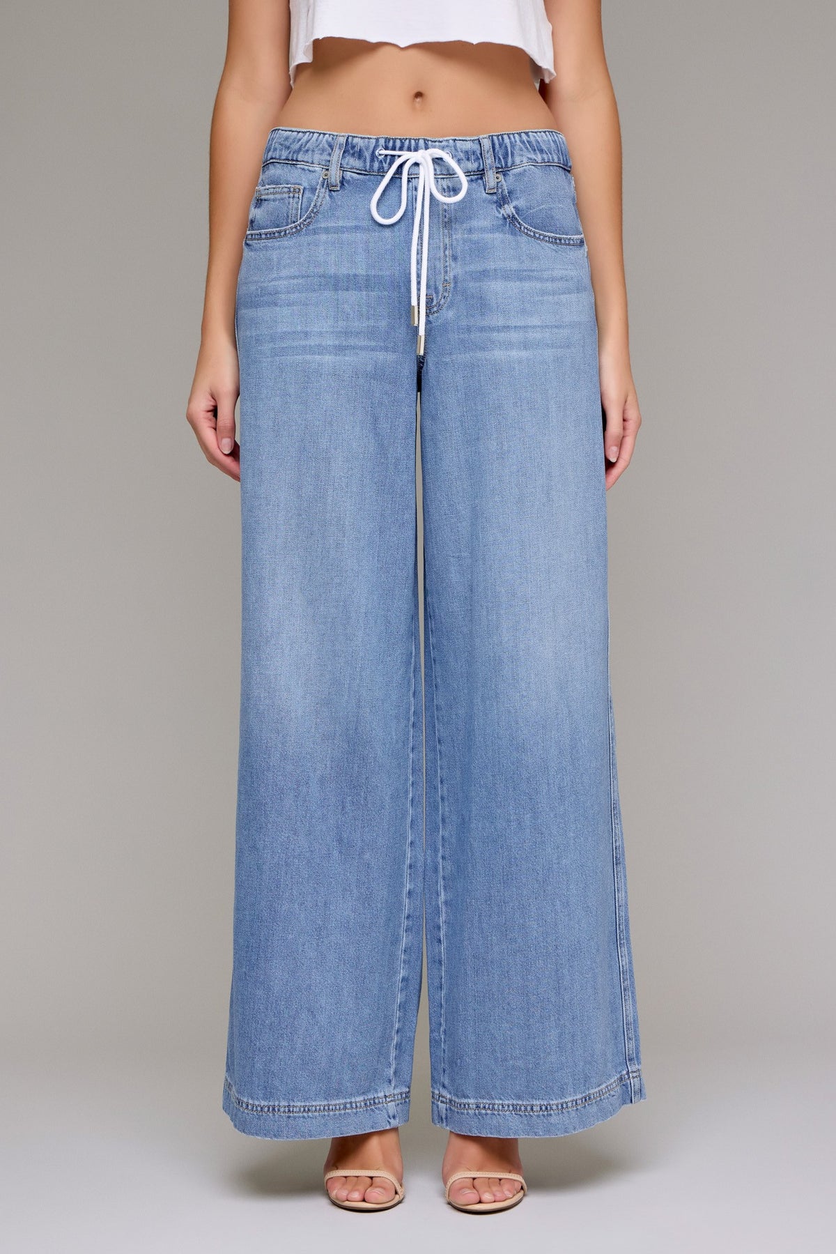 Hidden Lt Wash Elastic Waist Drawstring Pant - Petticoat Junction
