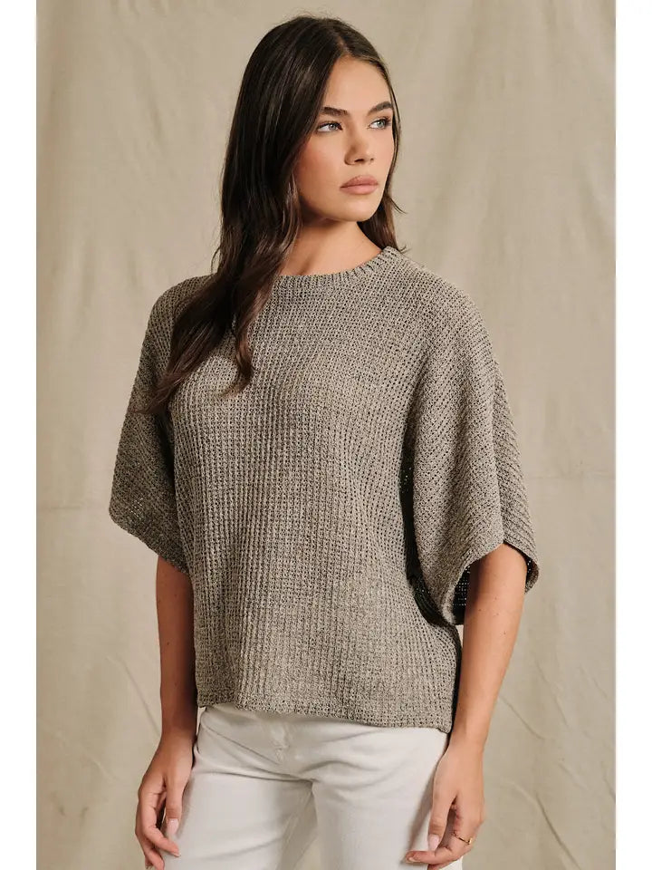 SE Oatmeal Boucle Crew Neck Top