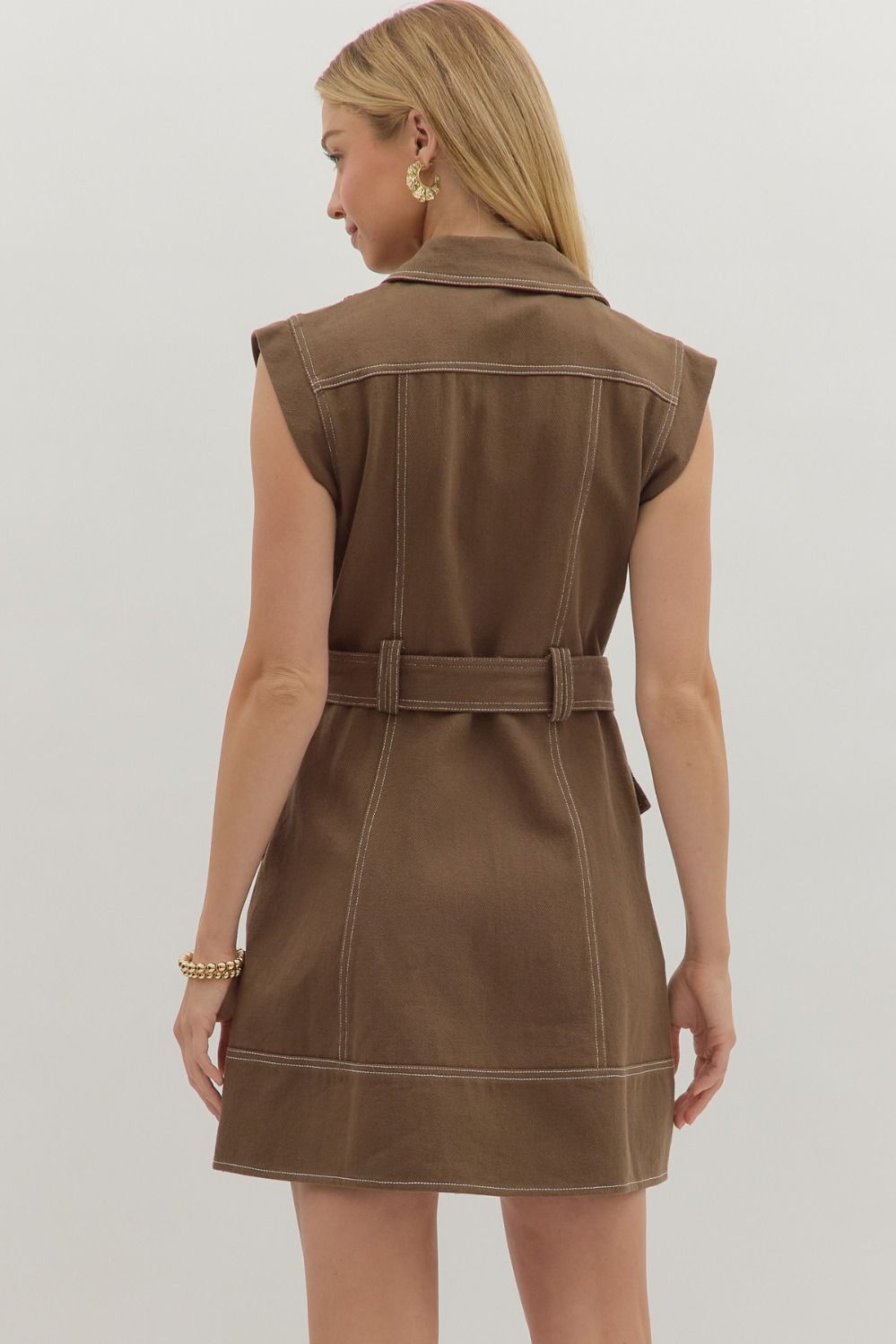 Entro Olive Contrast Stitch Dress