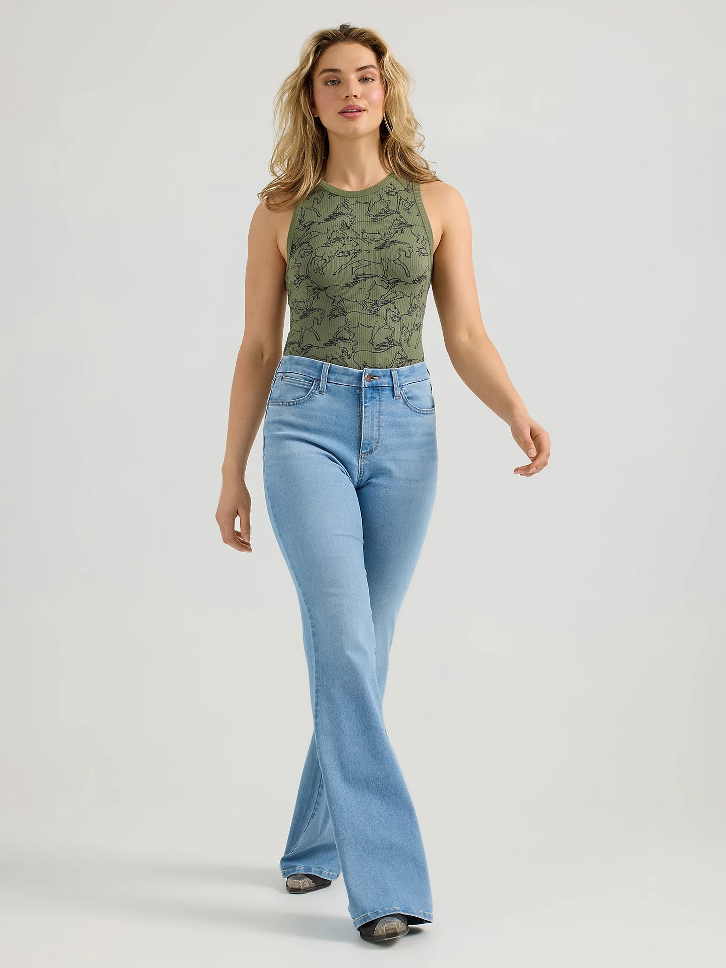 Wrangler Olive Horse Ribbed Tank
