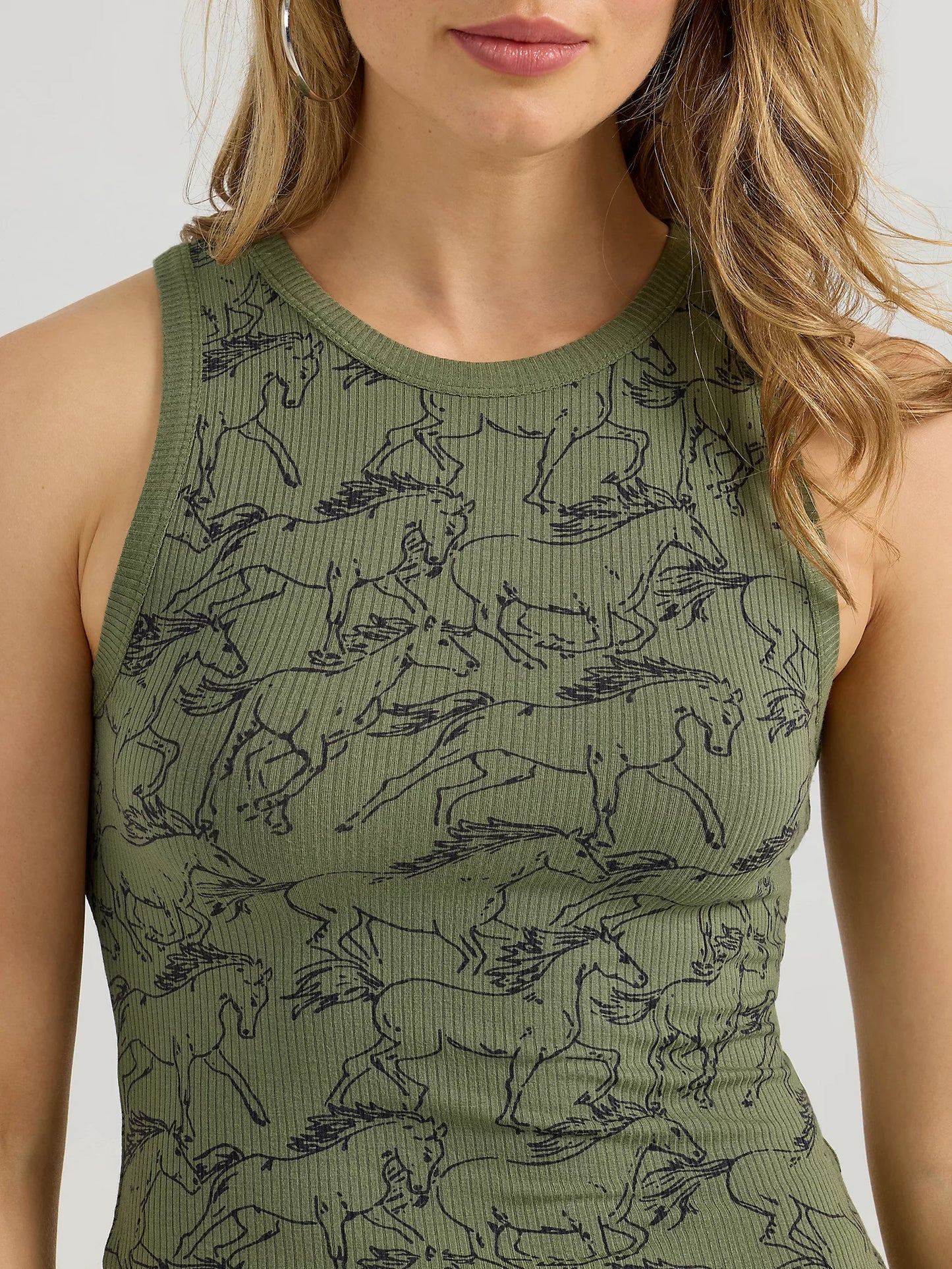 Wrangler Olive Horse Ribbed Tank