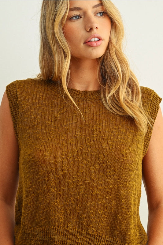 Miou Muse Ombre Sleeveless Knit Top Olive