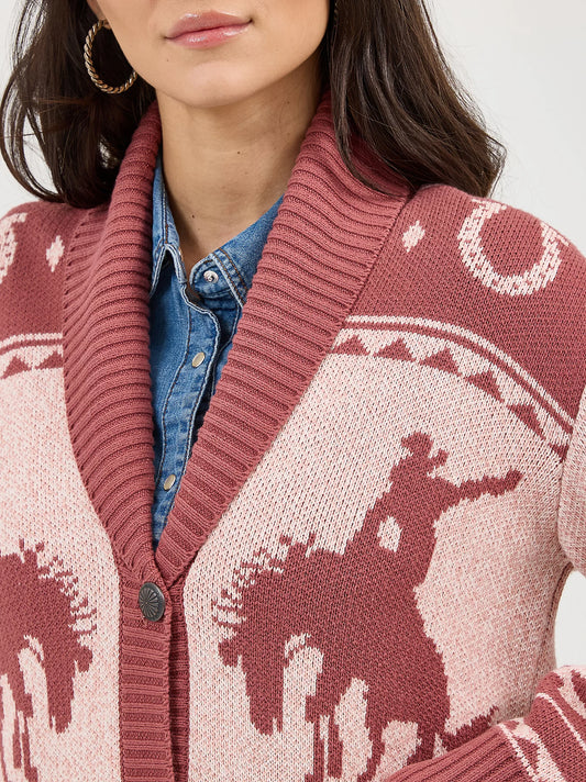 Wrangler Pink Western Retro Cardigan