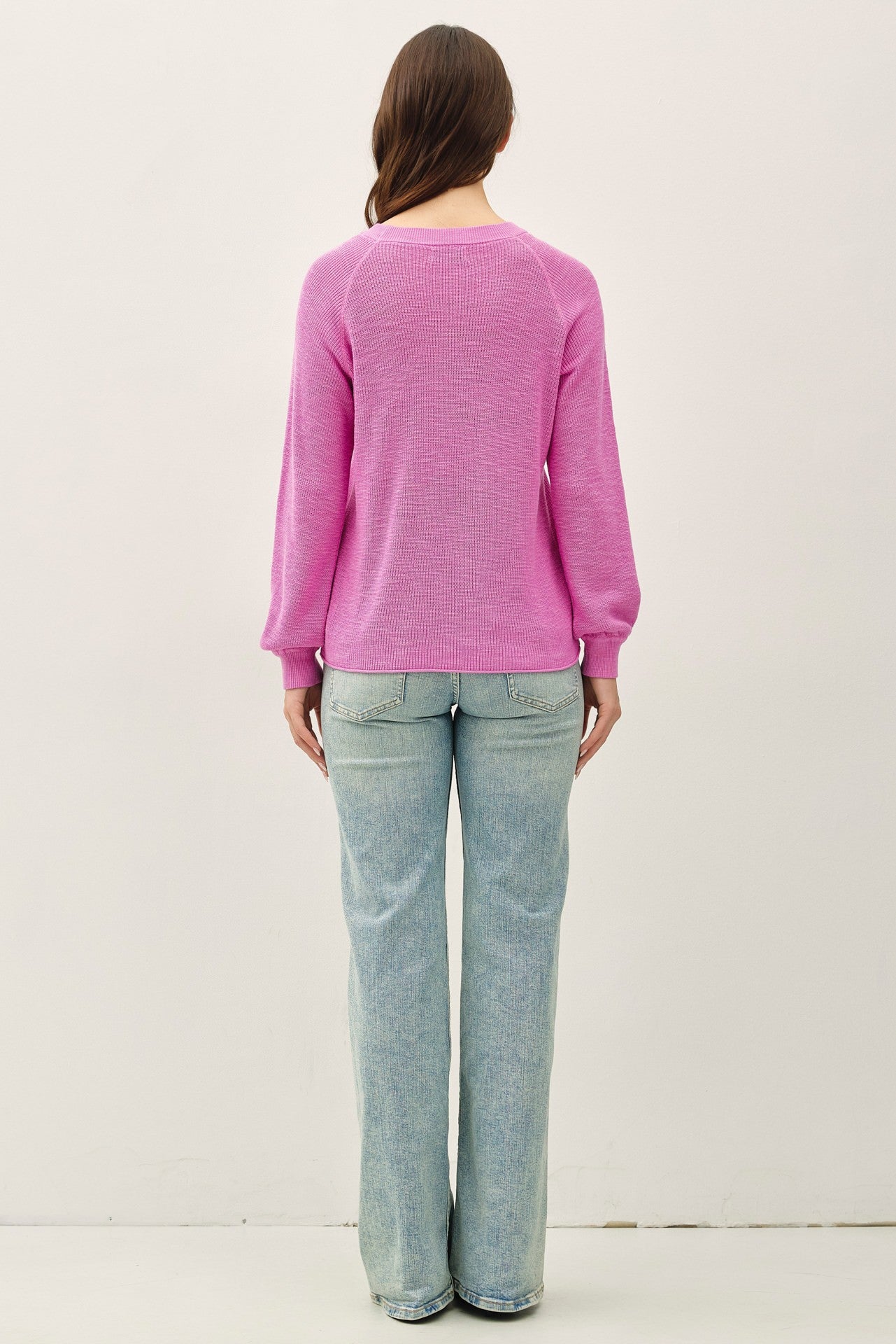 Be Cool Pink Ribbed Crew Sweater