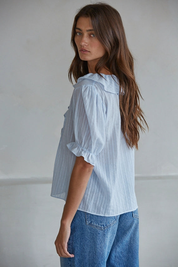 BT Powder Blue V-neck Top