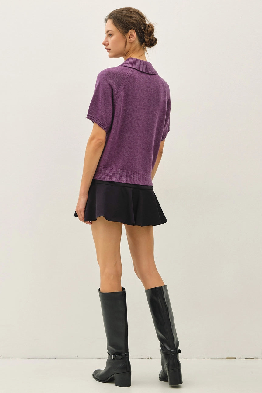 Be Cool Johnny Collar Polo Sweater Grape
