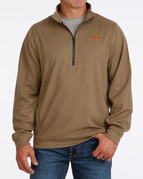 Cinch Mens Quaterzip Pullover Brown