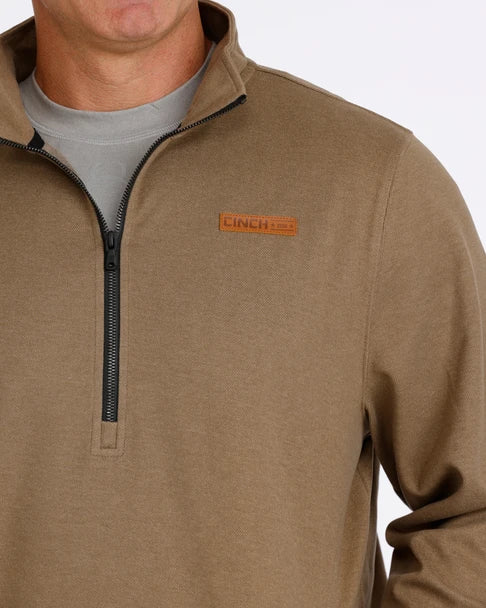 Cinch Mens Quaterzip Pullover Brown