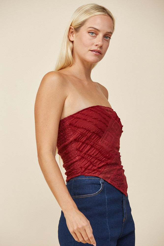 WL Burgundy Crochet Bandana Top