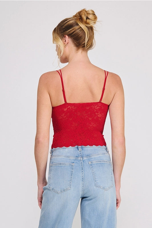 AR Red Jacquard Lace Scallop Bralette