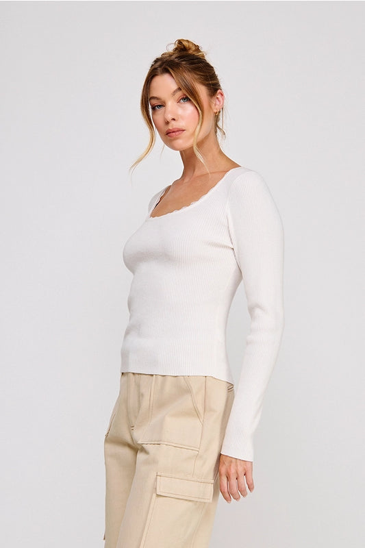 AR Ribbed Square Neck Top