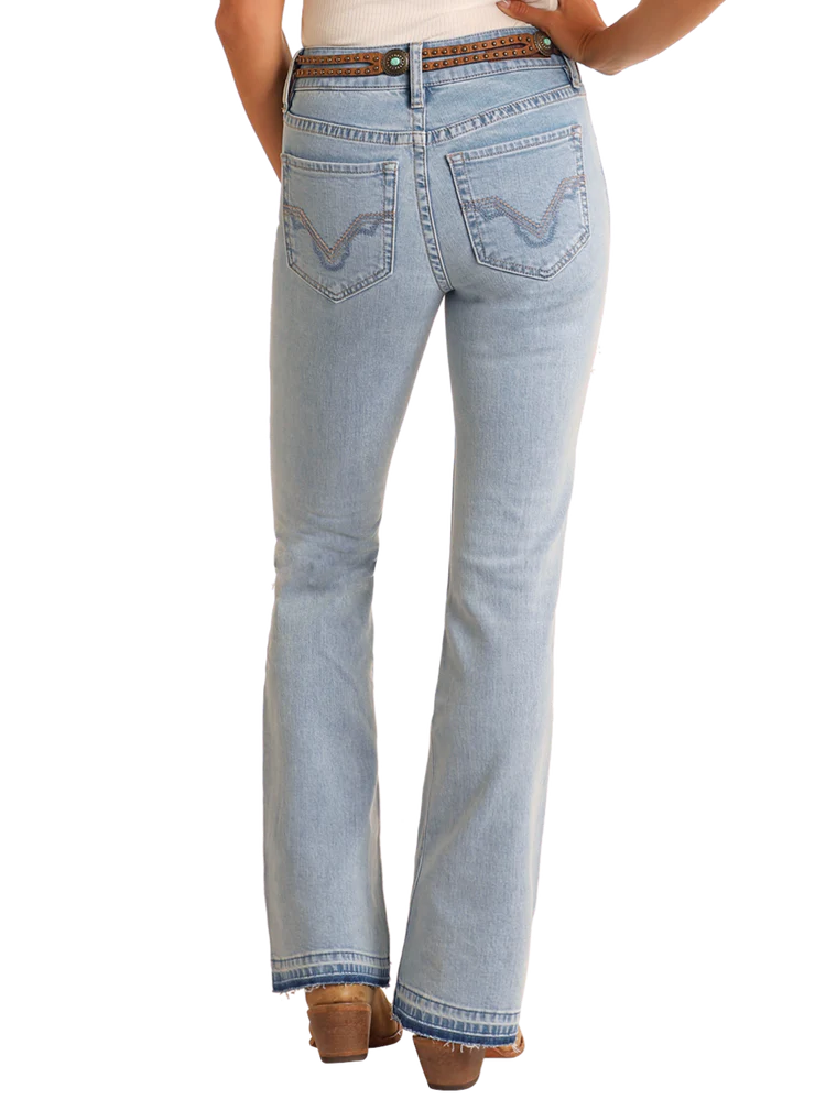 Rock&Roll Lt Wash Bootcut Distressed Jean