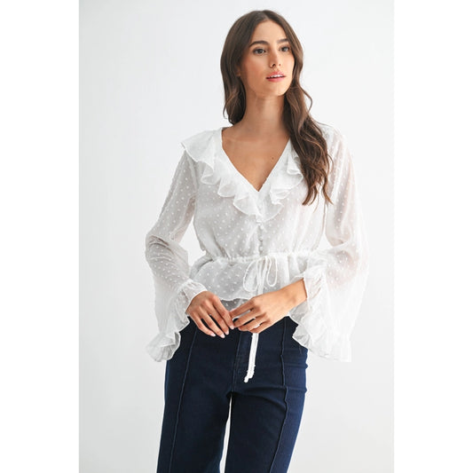 Cam White Ruffle Blouse
