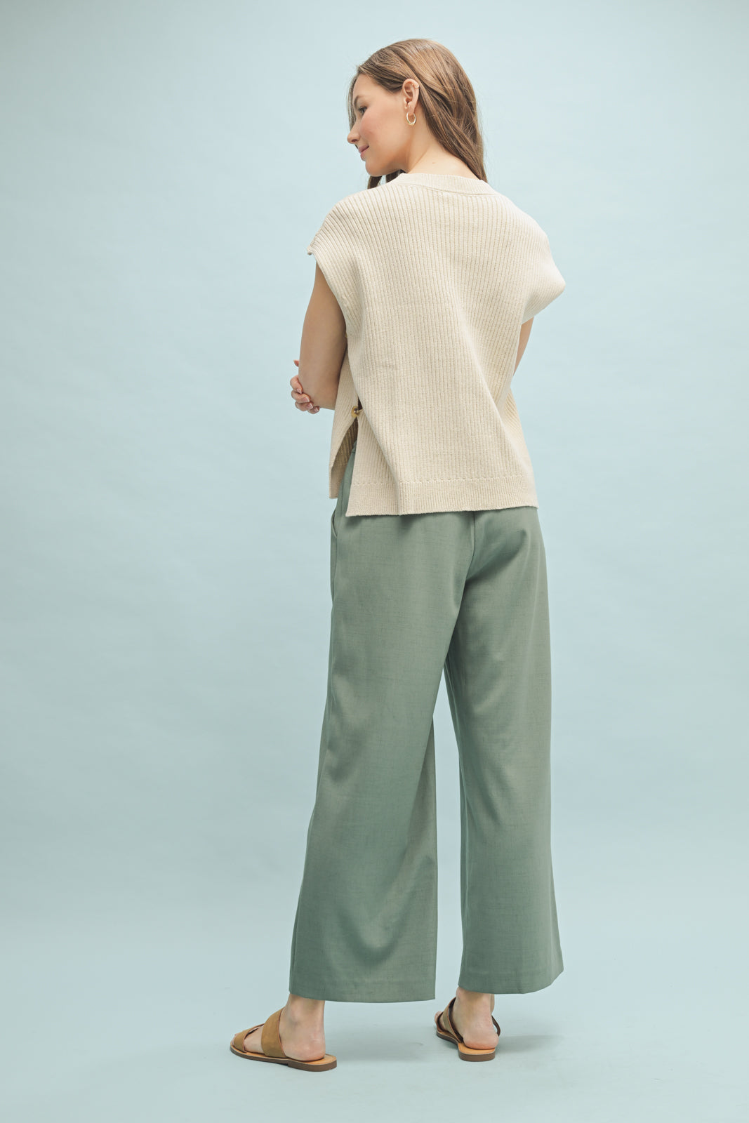 Wishlist Sand Sweater Button Vest