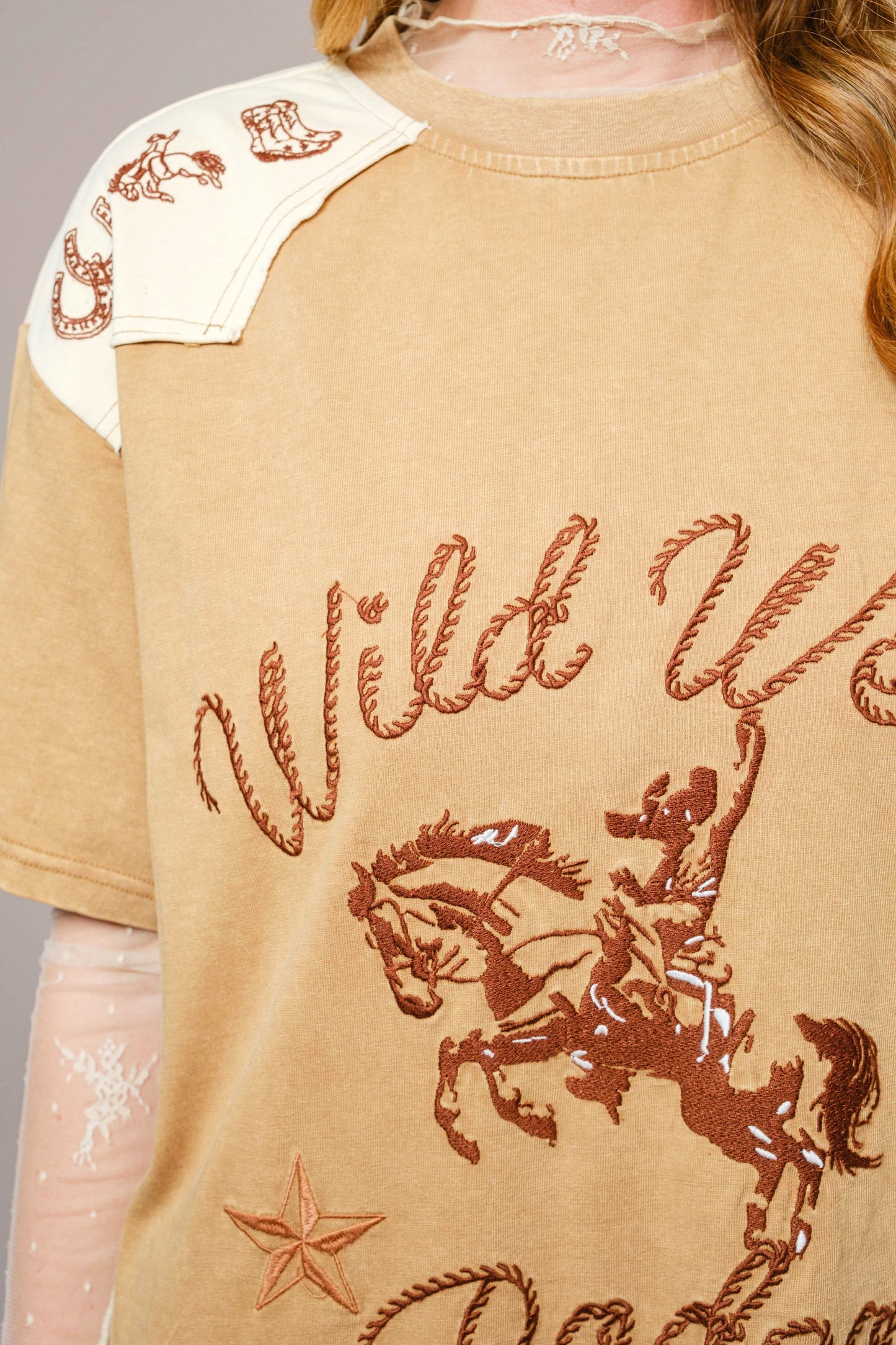 Blue B Western Embroidered T-shirt Dress