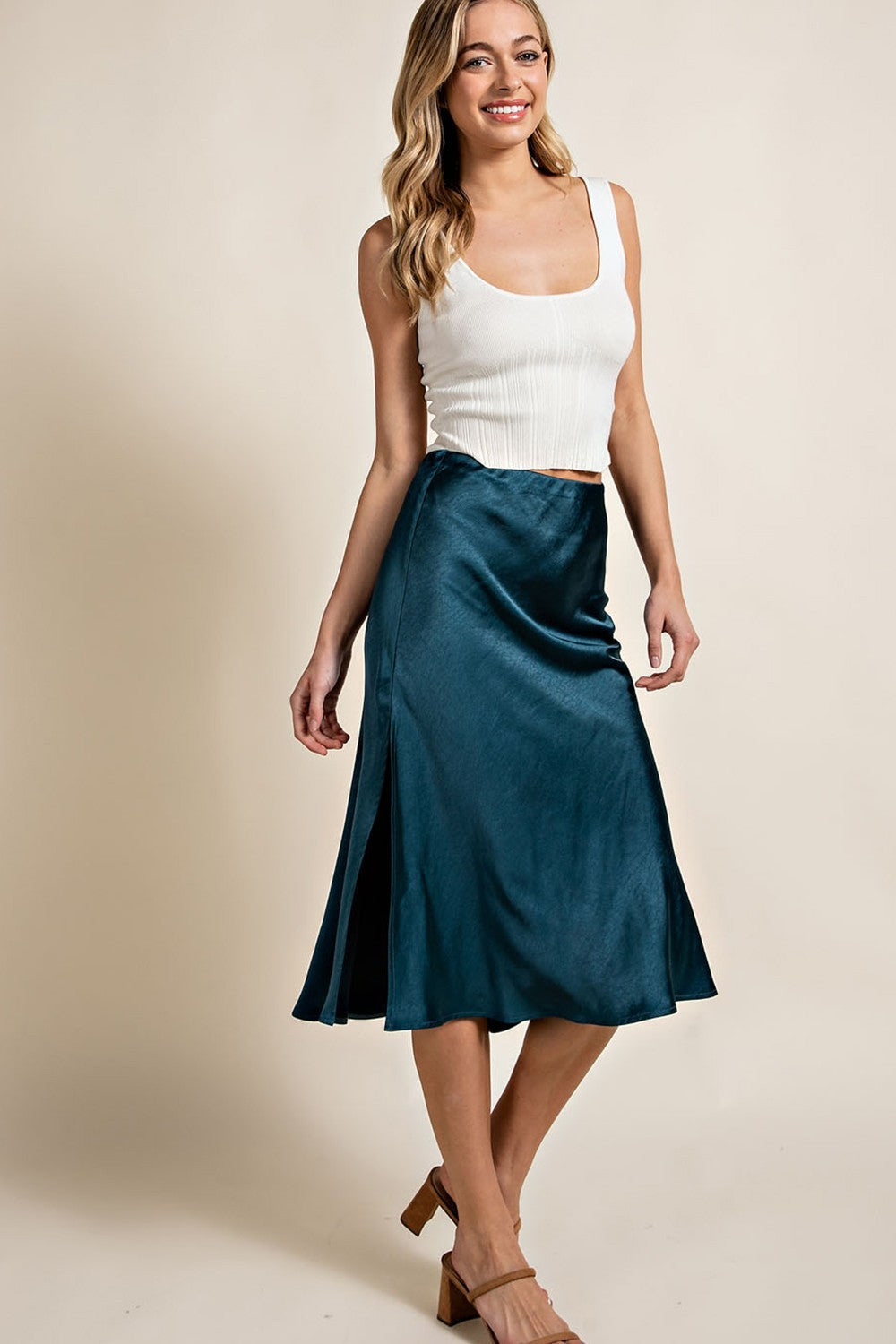 Eesome Teal Satin Skirt