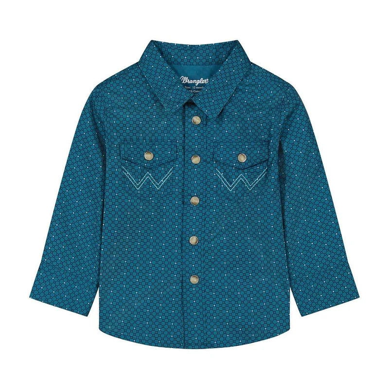 Wrangler Baby Boy Teal Snap Shirt
