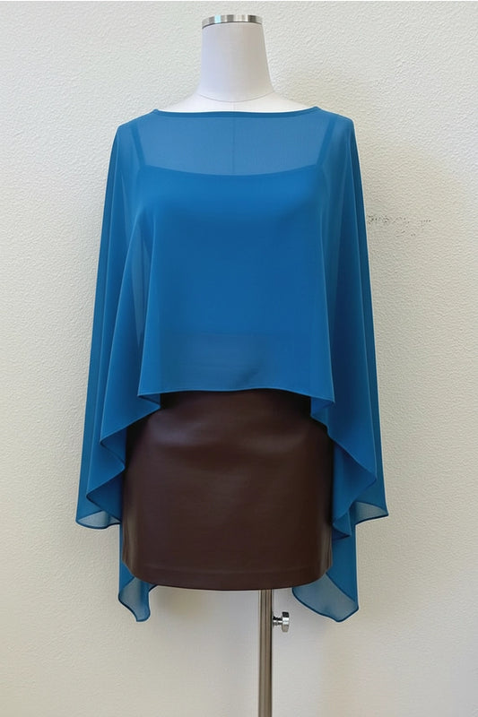 AC Turquoise Chiffon Sheer Poncho
