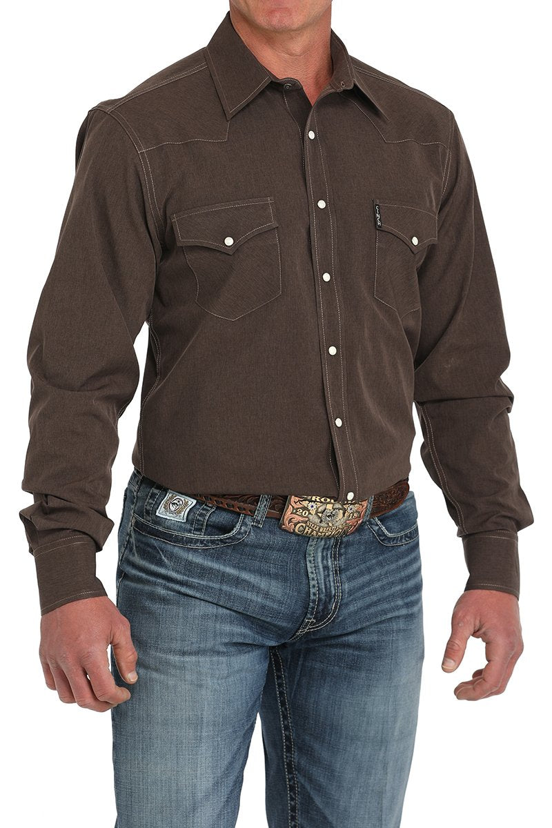 Cinch Modern Fit Western Snap Shirt Brown