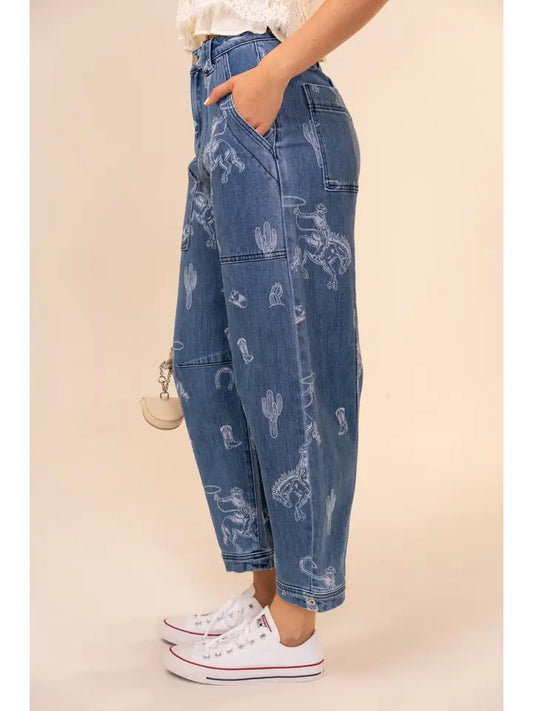 Blue B Western Barrel Jeans