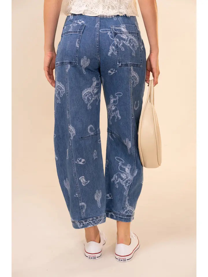 Blue B Western Barrel Jeans