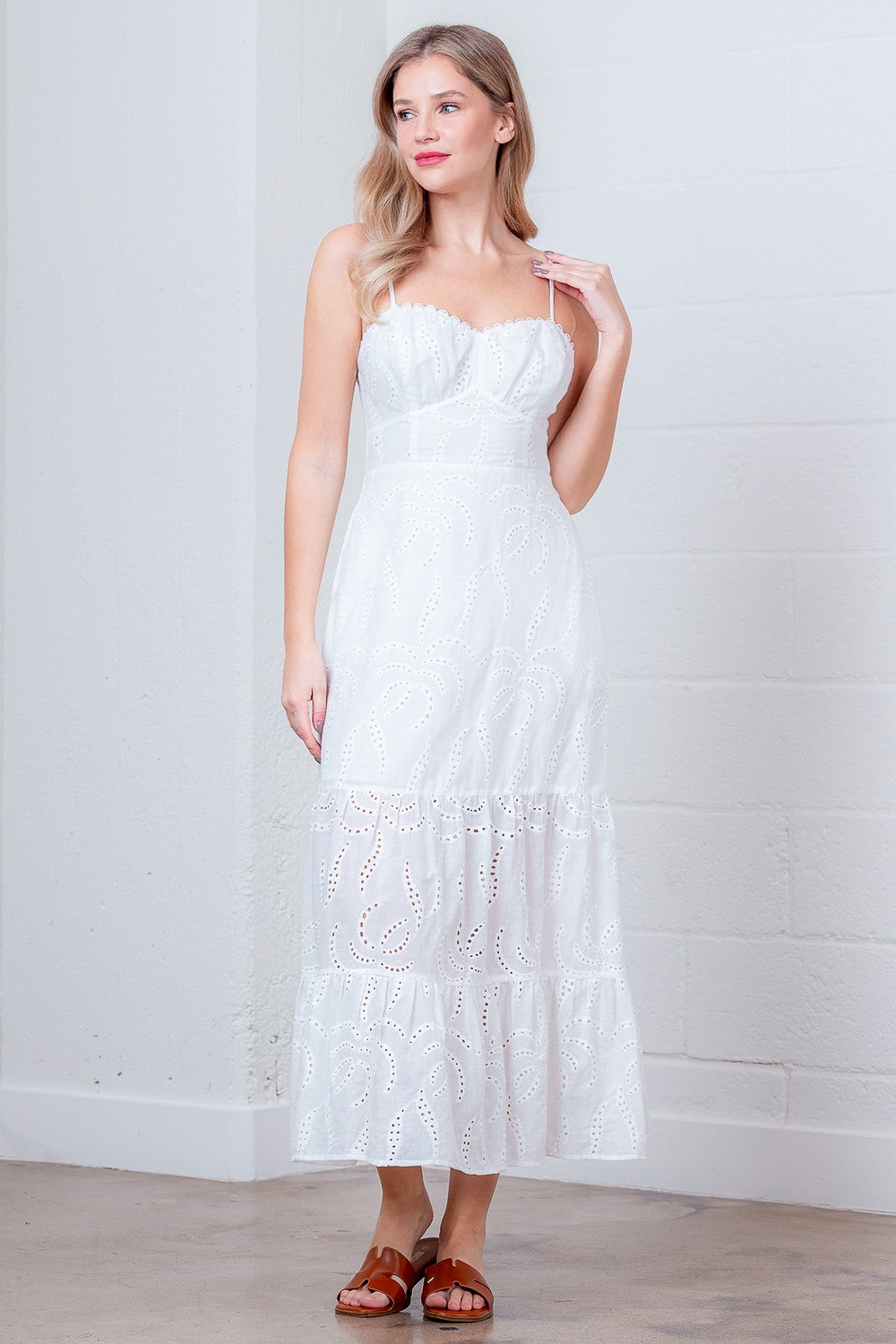 Taelynn White Eyelet Cami Dress