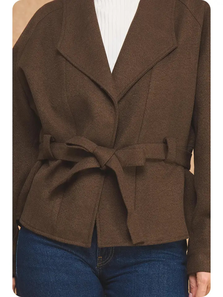 S&B Brown Woven Belted Jacket