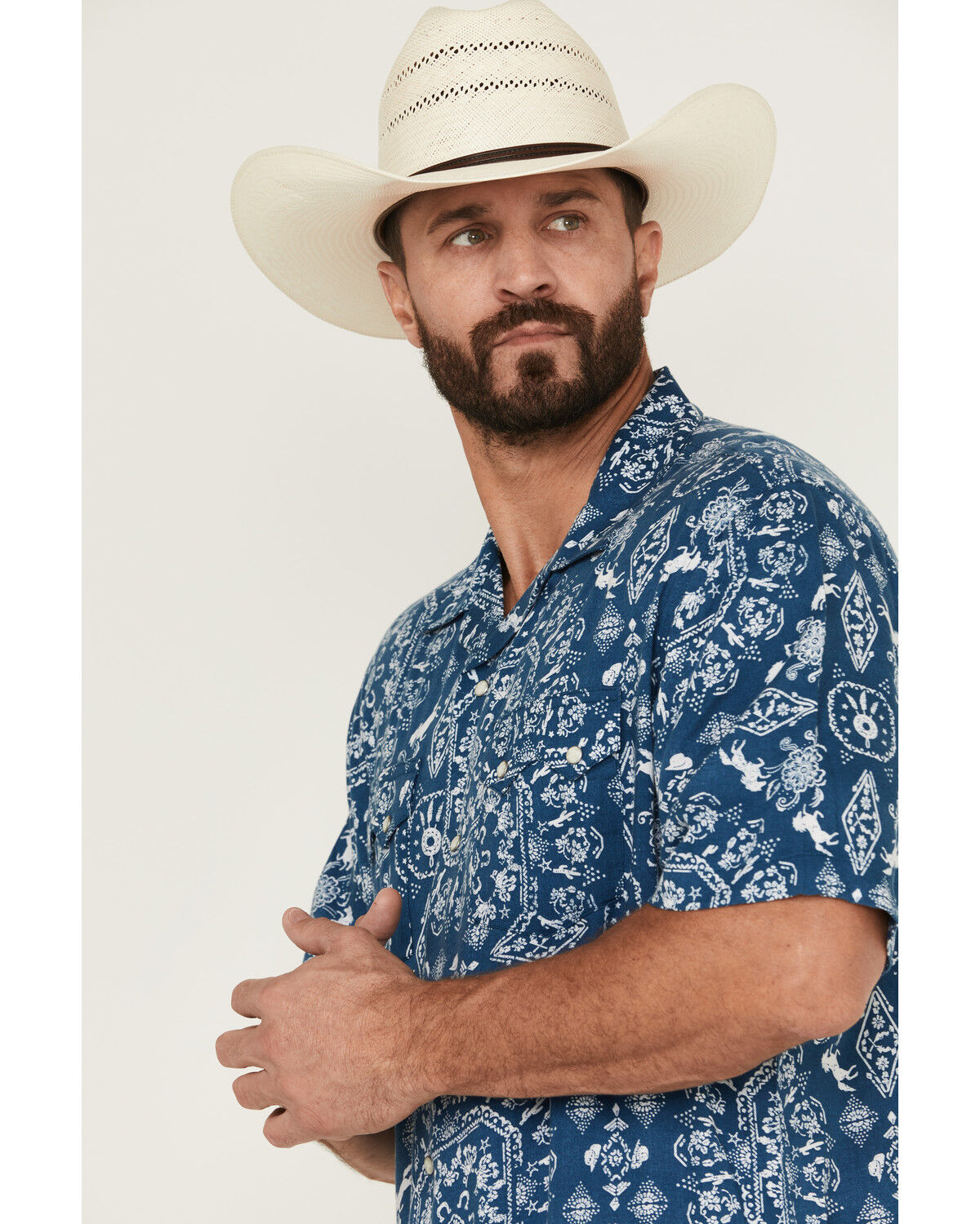 Wrangler Blue Western Print Shirt