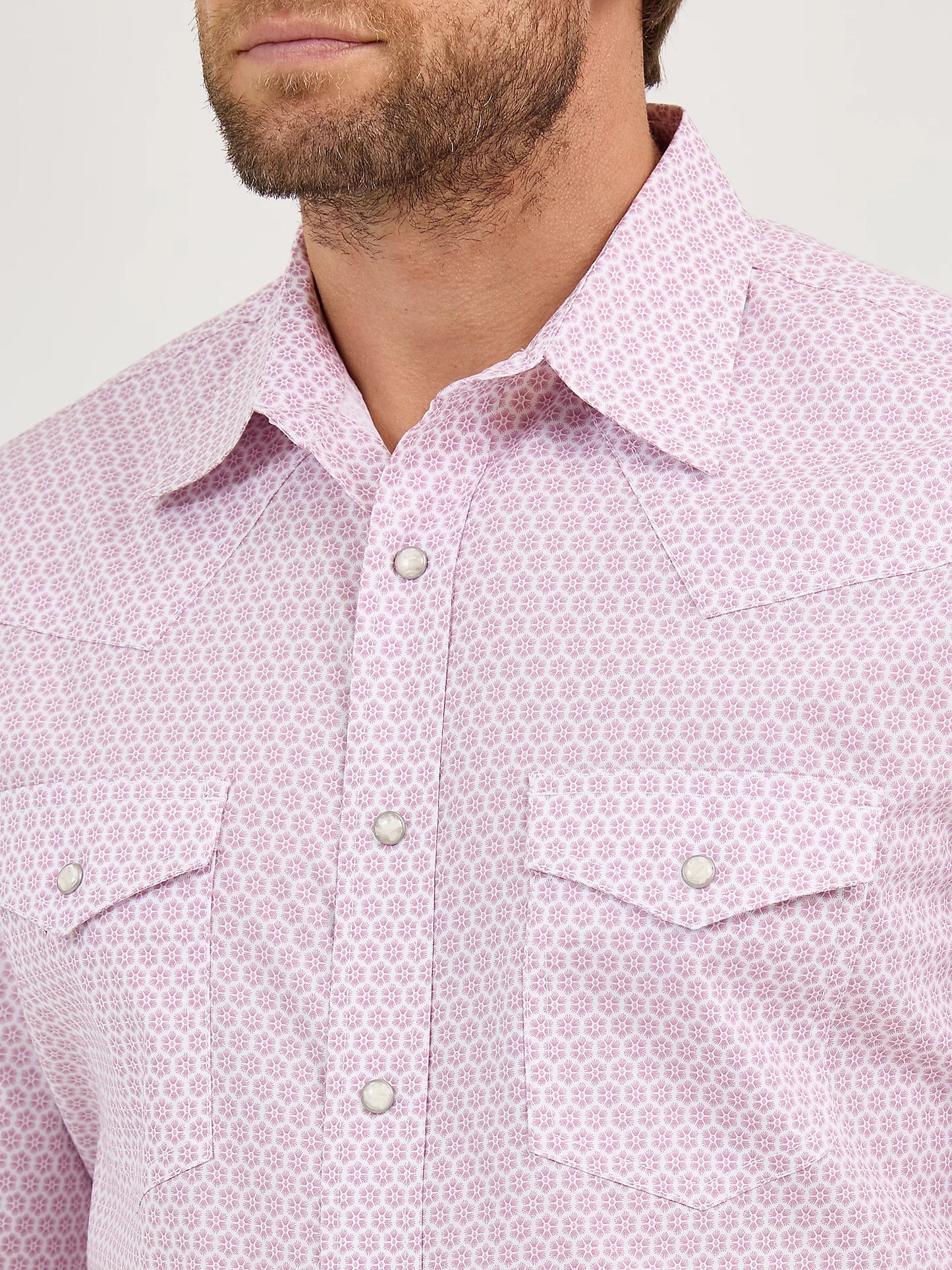 Wrangler Pink Sangria Burst Snap Shirt