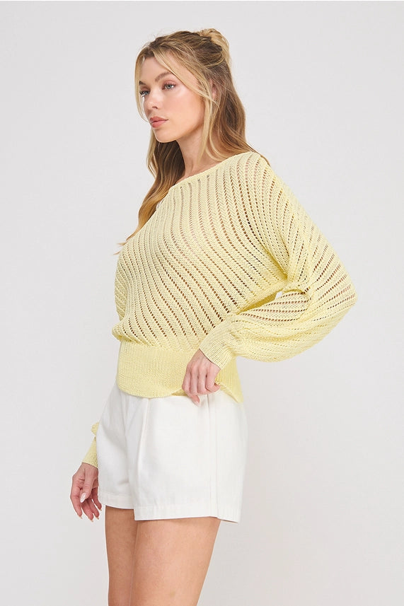 AR Yellow Open Knit Dolman Sweater - Petticoat Junction