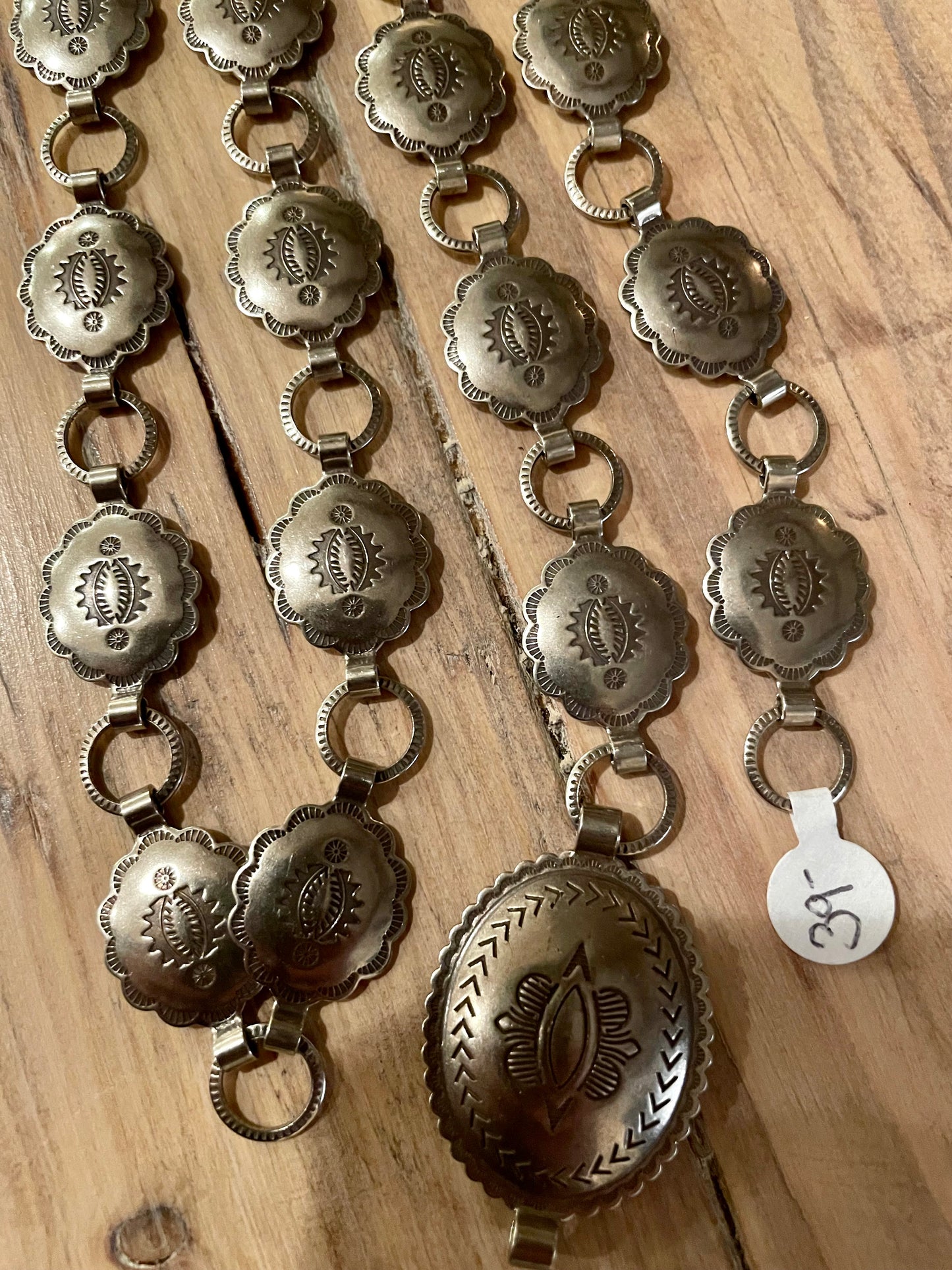 Small Silver Stamp Concho Belt