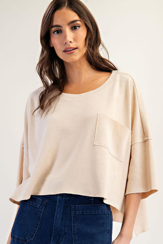 Eesome Bone Cropped Short Sleeve Top