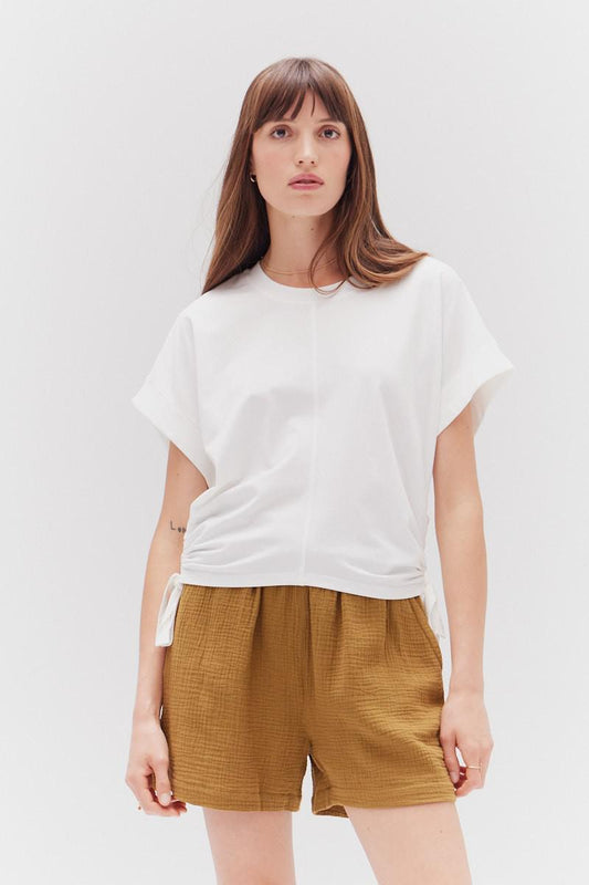 G&G Side Scrunch Tee White