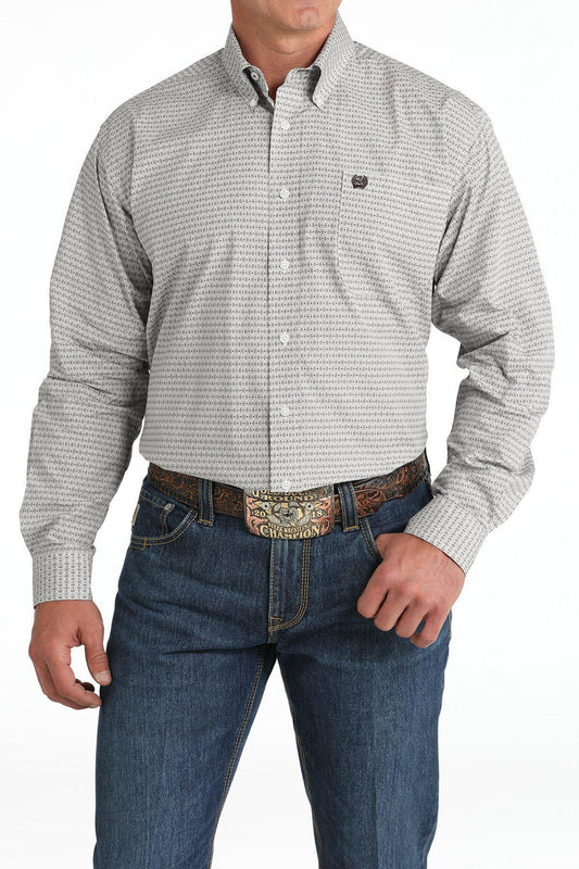 Cinch White/Black Geo Print Shirt