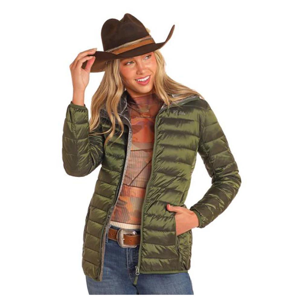 Powder River Olive Hooded Puffer Jacket