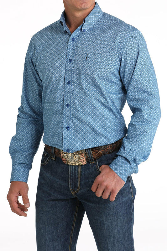 Cinch Royal Blue Geo Print Shirt