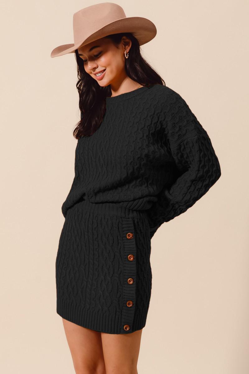 SM Black Cable Knit Sweater Set