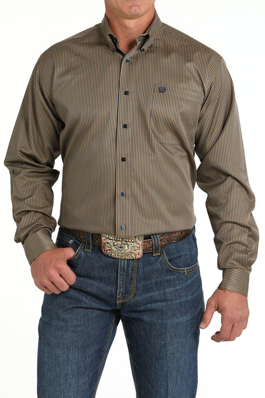 Cinch Brown Stripe Tencel Shirt