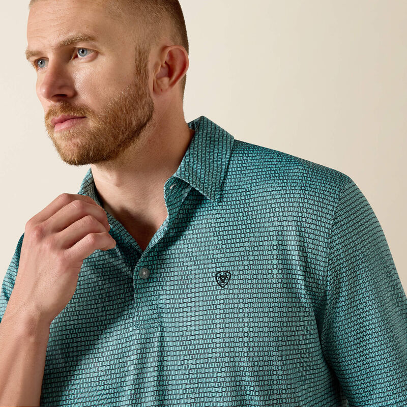 AriatTek Angel Blue Geo Print SS Polo