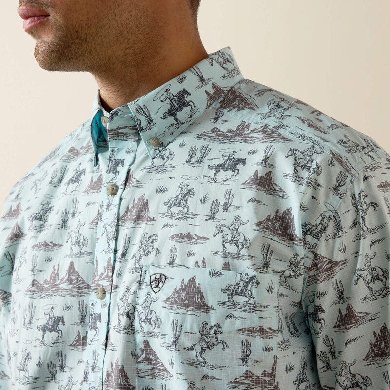 Ariat Blue Glow Western Print SS Shirt